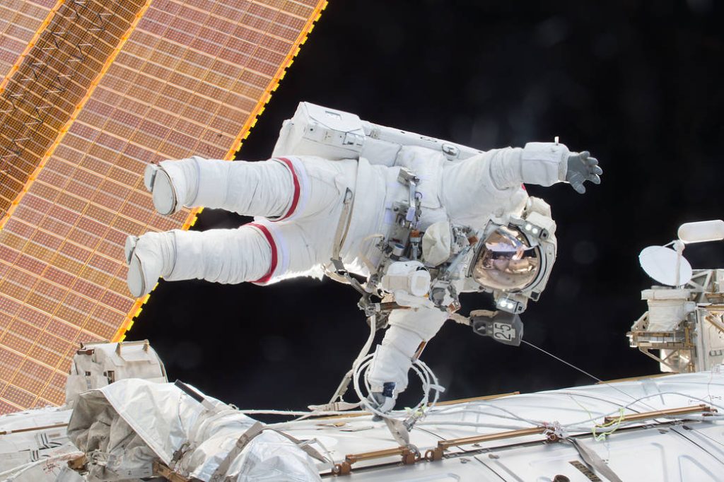 NASA astronaut Scott Kelly during an EVA with Expedition 46.