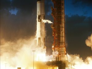 Close up of a shuttle launch